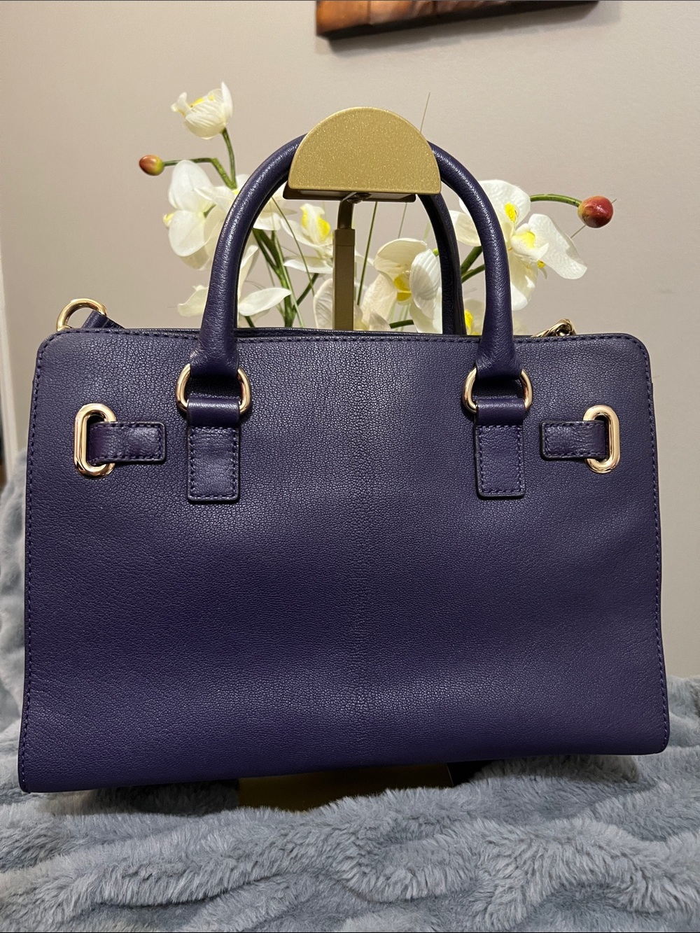 Michael Kors Hamilton East West Purple Leather Satchel Retail $348 EUC - Picture 4 of 8